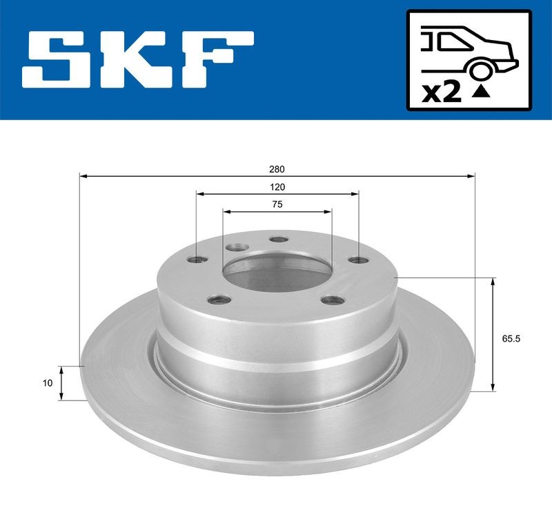Braking Solid Brake Disc SKF VKBD 90146 S2 Fits BMW 1 Series Rear 5 Holes