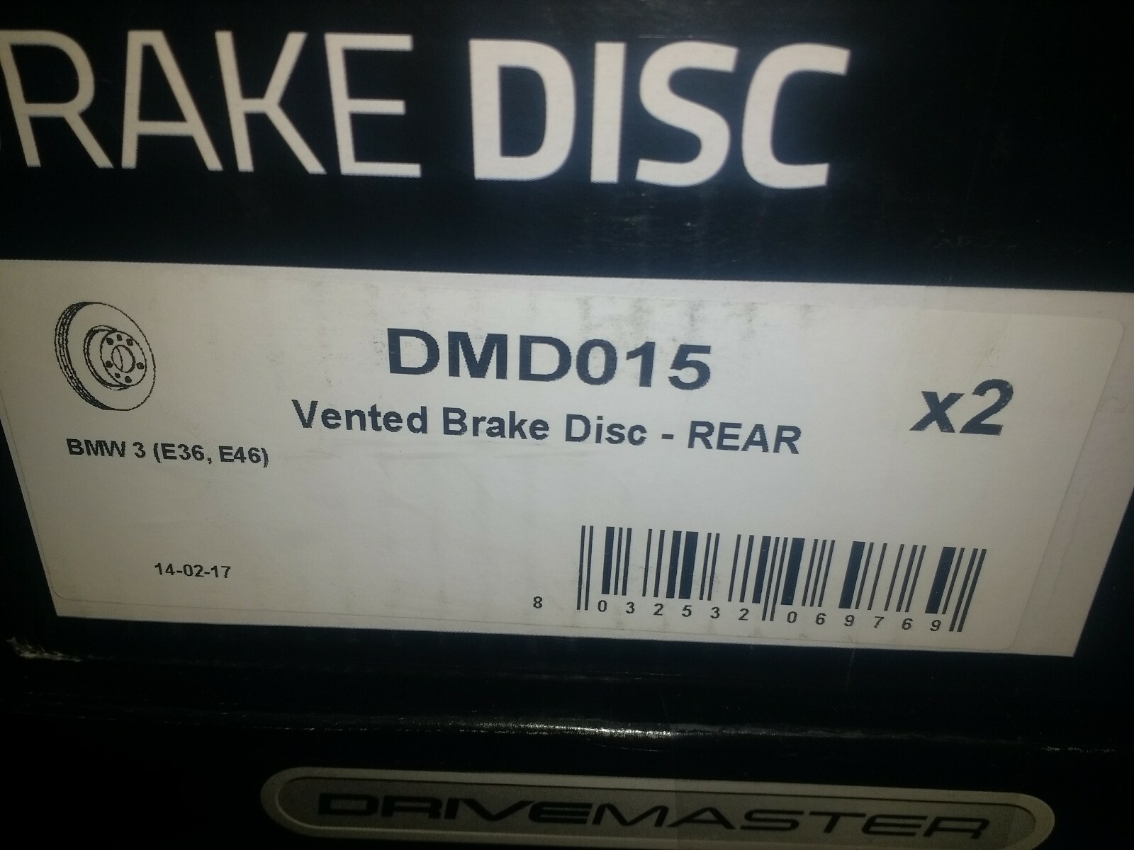 Drivemaster DMD015 Rear Brake Discs x2 276mm Diameter Vented 19mm BMW 3 series