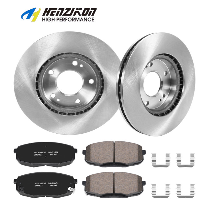 Front Disc Brake Rotor + Ceramic Brake Pad Kit for 2014 2015 2016 Kia Soul 2.0L