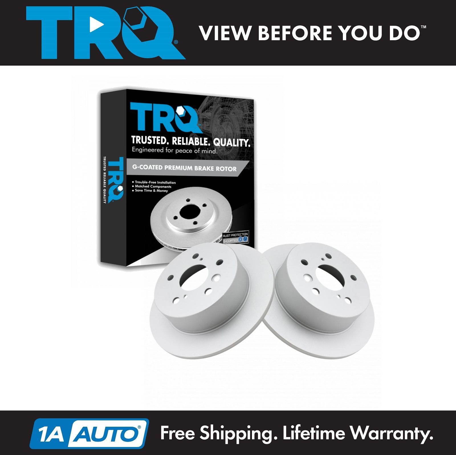 TRQ Rear G-Coated Disc Brake Rotor Pair Set for Lexus ES350 Toyota Avalon Camry