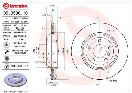 Brembo 09.9590.11 Brake Disc for BMW