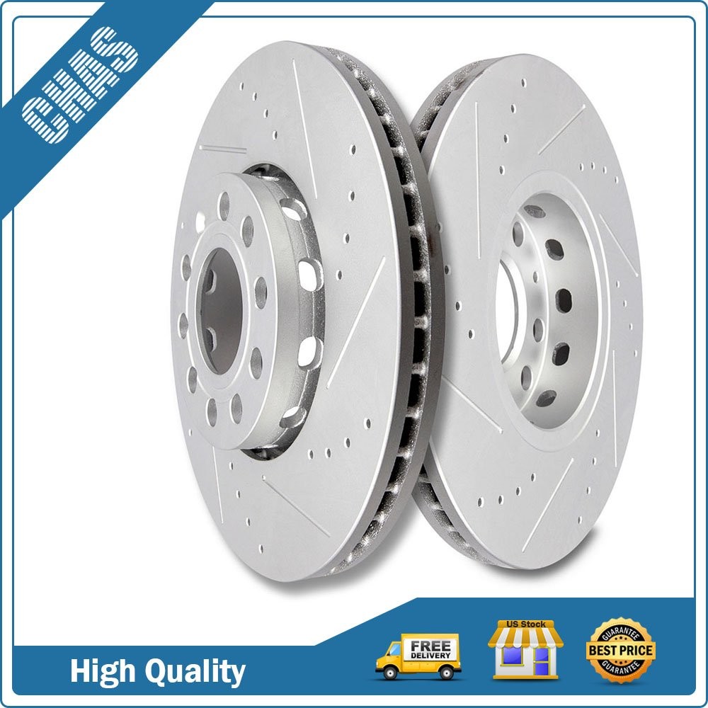 Front Drilled And Slotted Brake Rotors Fits 1992-2005 Audi 100 A4 Volkswagen