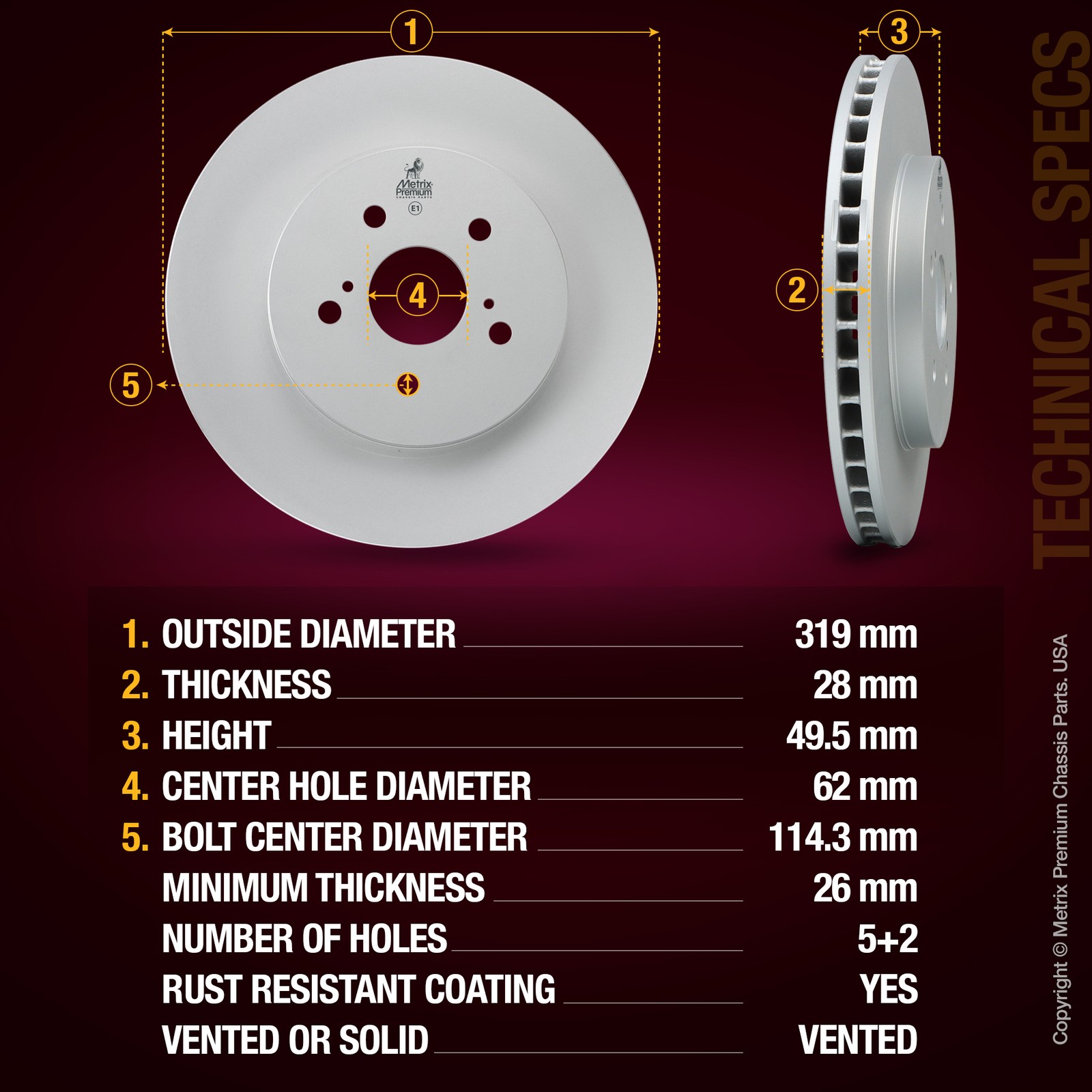Front Disc Brake Rotor For 04-06 Lexus RX330 07-09 RX350 06-07 Toyota Highlander