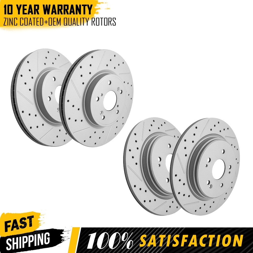 4Pcs Front Rear Drilled Disc Brake Rotors For Honda CR-V 2017 2018 2019 2020