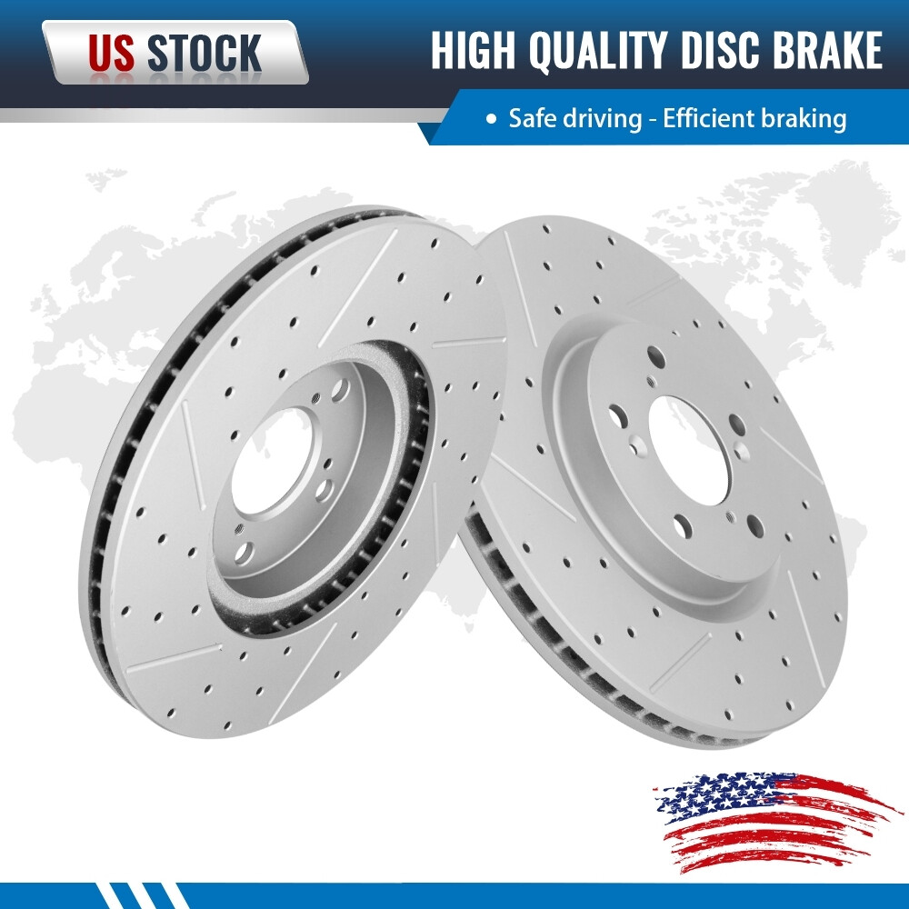 330mm Front Drilled & Slotted Brake Rotors Set for Acura MDX RLX ZDX Honda Pilot