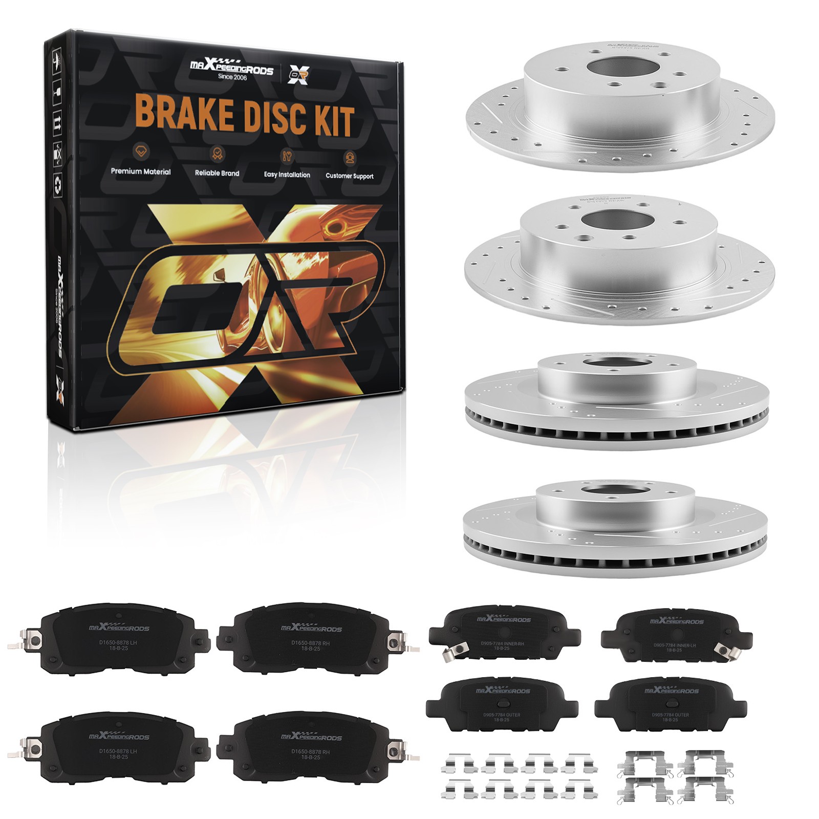 Front Rear Drilled Rotors Brake Pads for Nissan Altima 2013-2023 P-905 S-31312