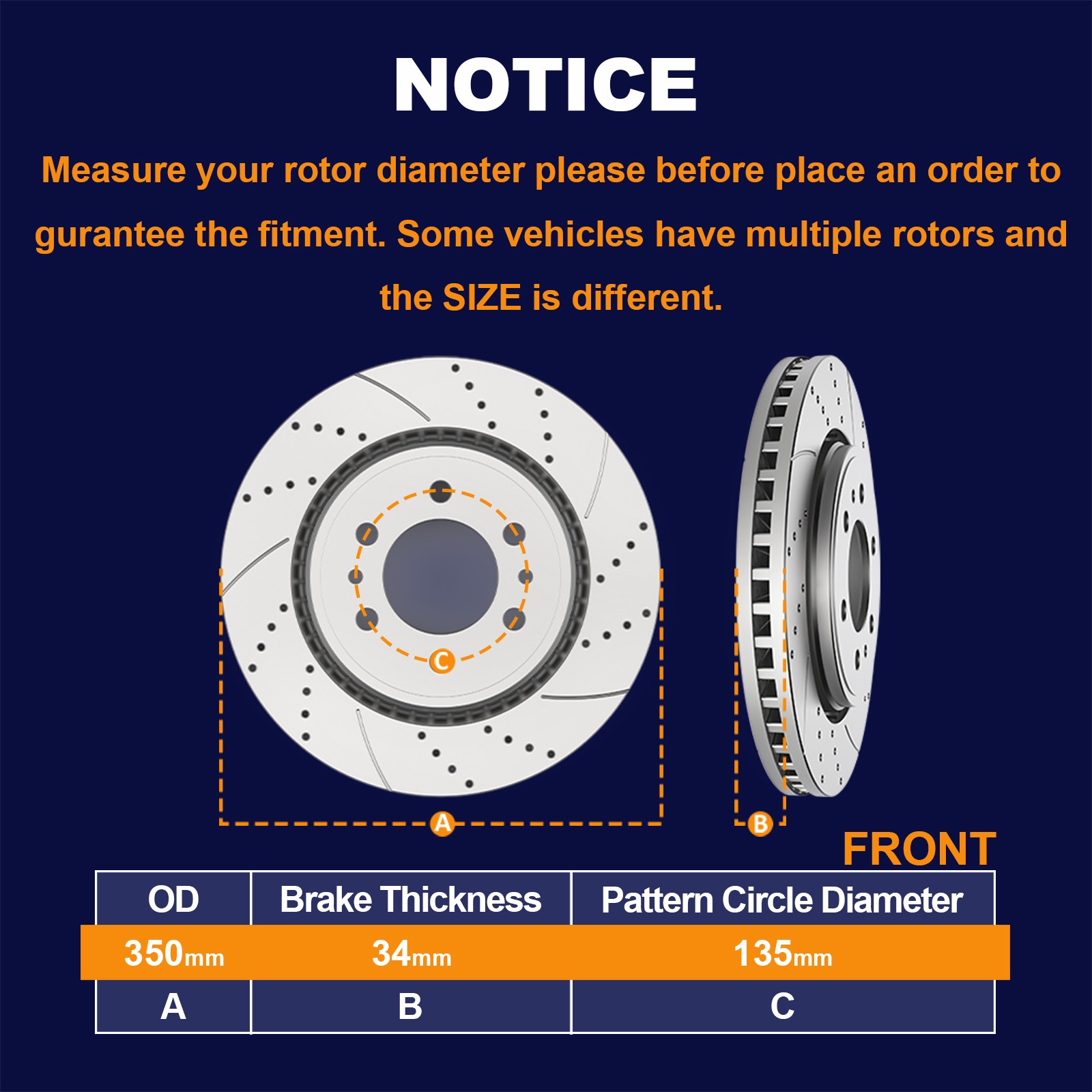 Front Rear Drilled Slotted Brake Rotors and Pads for 2012-2020 Ford F-150 6 Lugs