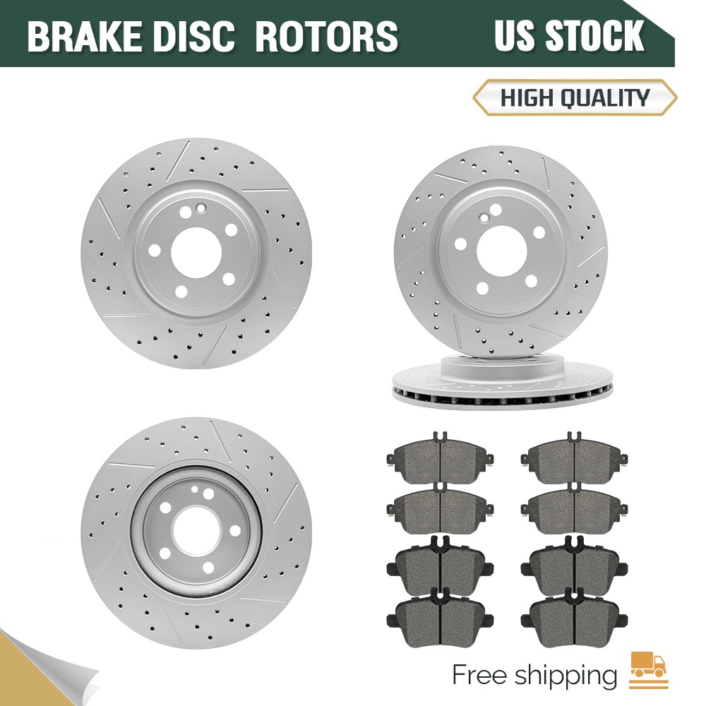 Front Rear Brake Rotors & Ceramic Pads Set For 2014 -2019 Mercedes-Benz CLA250
