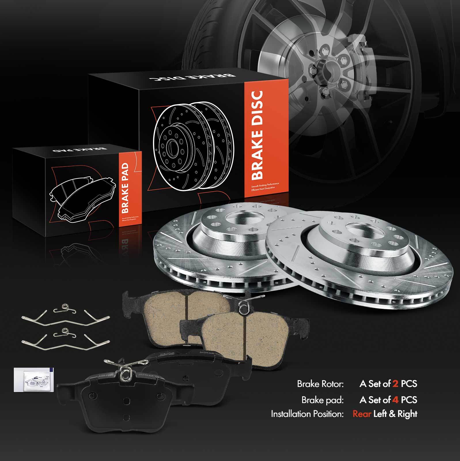 6x Rear Drilled Brake Rotor & Ceramic Brake Pad for Audi A3 S3 VW Golf R 309.9mm