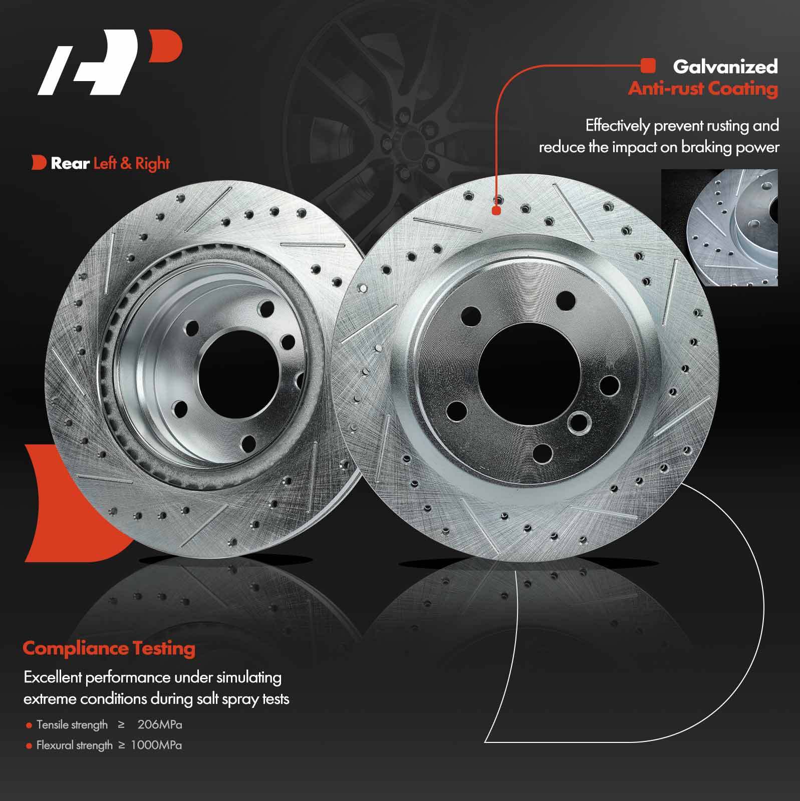 Drilled Brake Rotor & Ceramic Brake Pads Front & Rear for BMW E90 325i 2006 328i