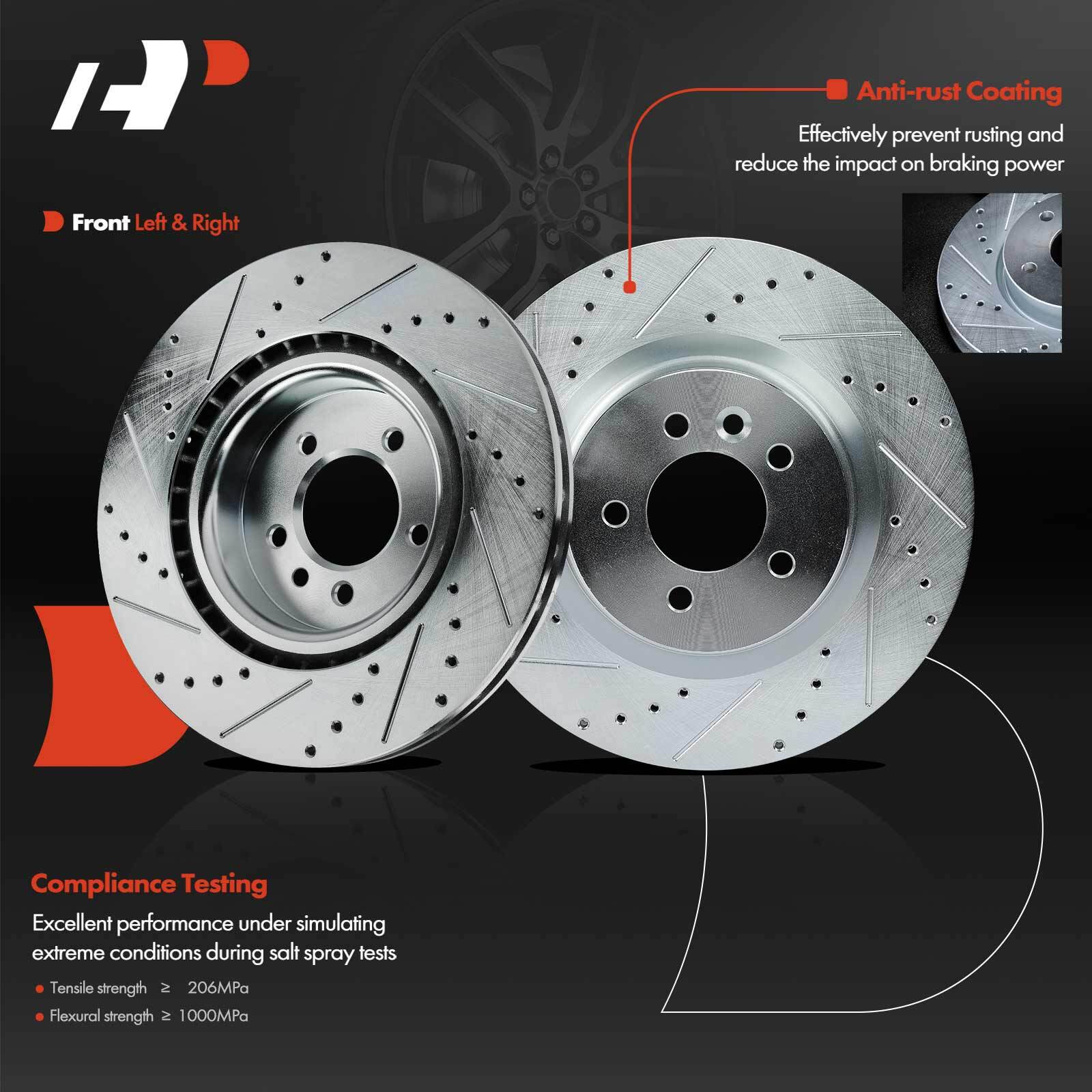 A-Premium Front & Rear Drilled Rotors & Ceramic Pads for Land Rover Range 06-09