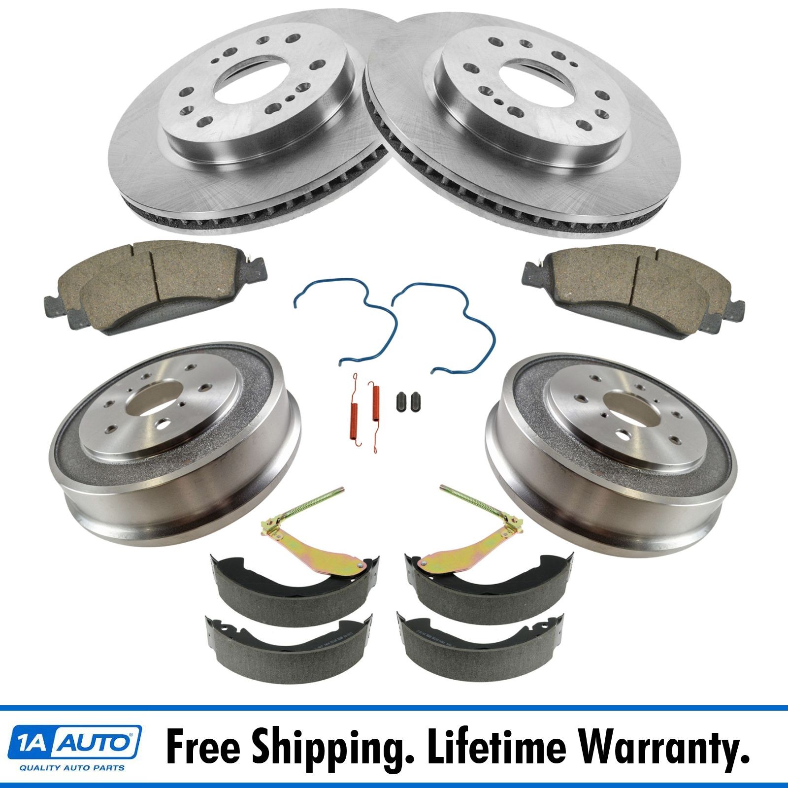 Ceramic Disc Brake Pads Shoes Rotor & Drum Kit with Hardware for GM Pickup Truck