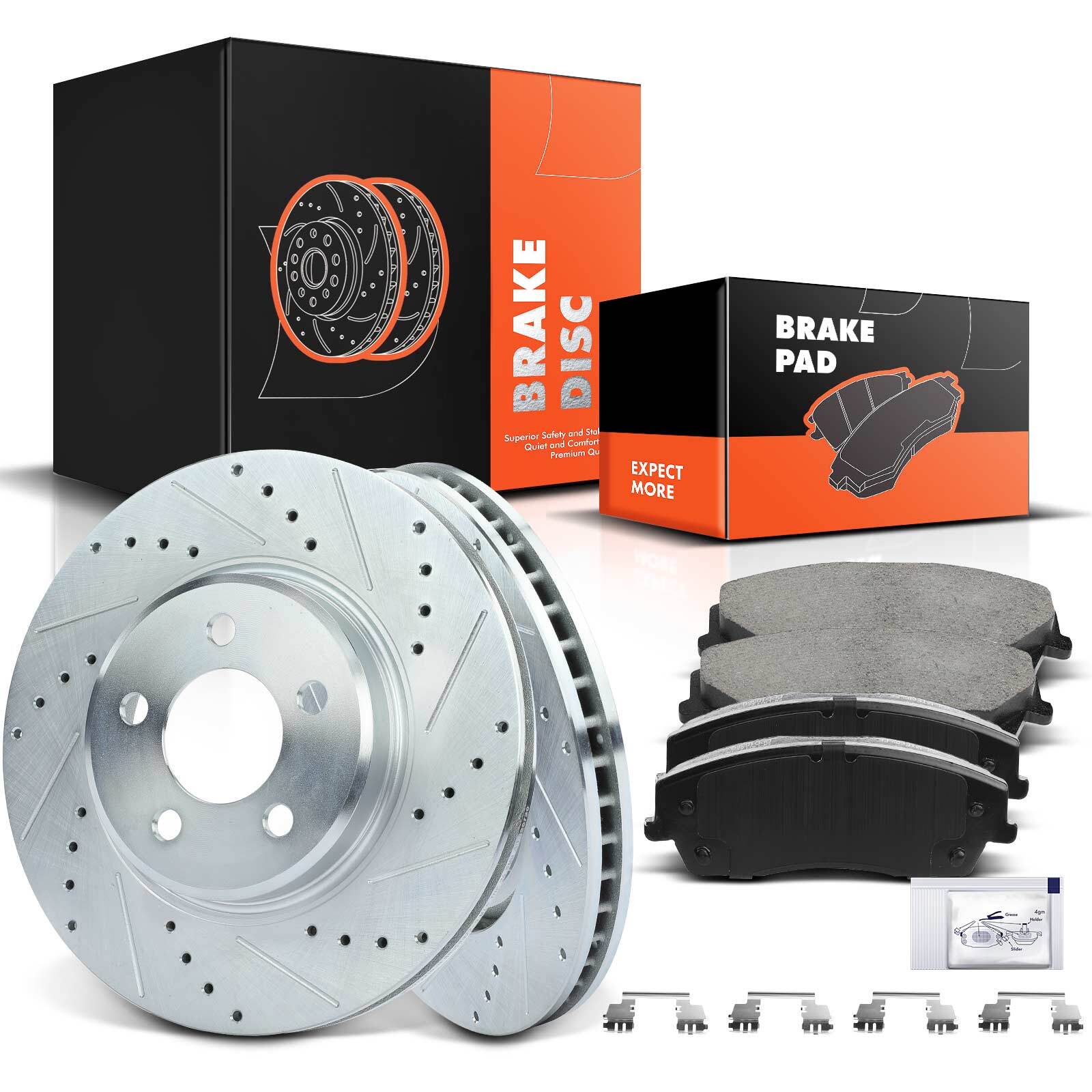 Front Drilled Brake Rotors Ceramic Pad for Chrysler 300 Dodge Challenger 320mm