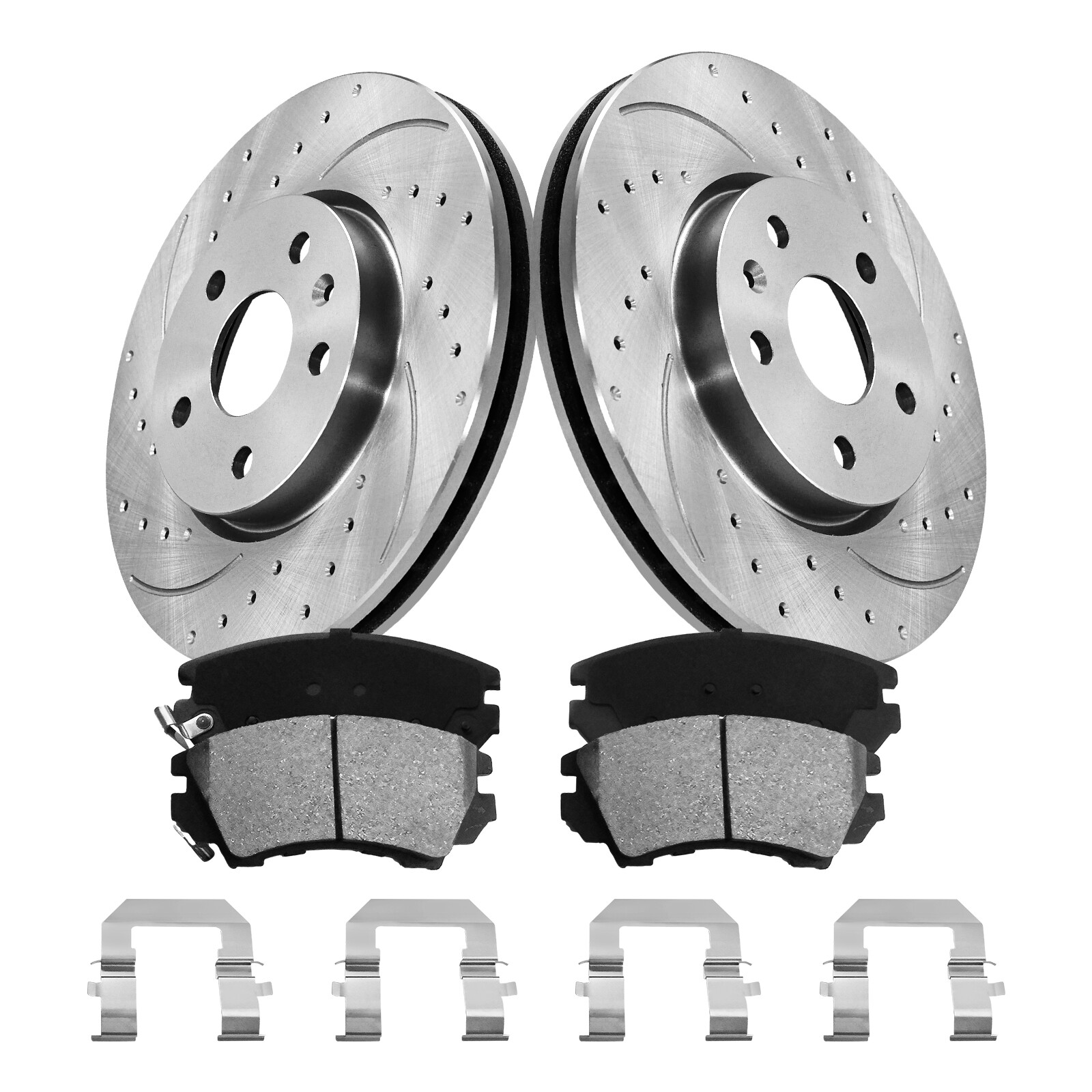 Front Drilled Rotors + Brake Pads for 2010-2015 Chevrolet Camaro V6 LS LT