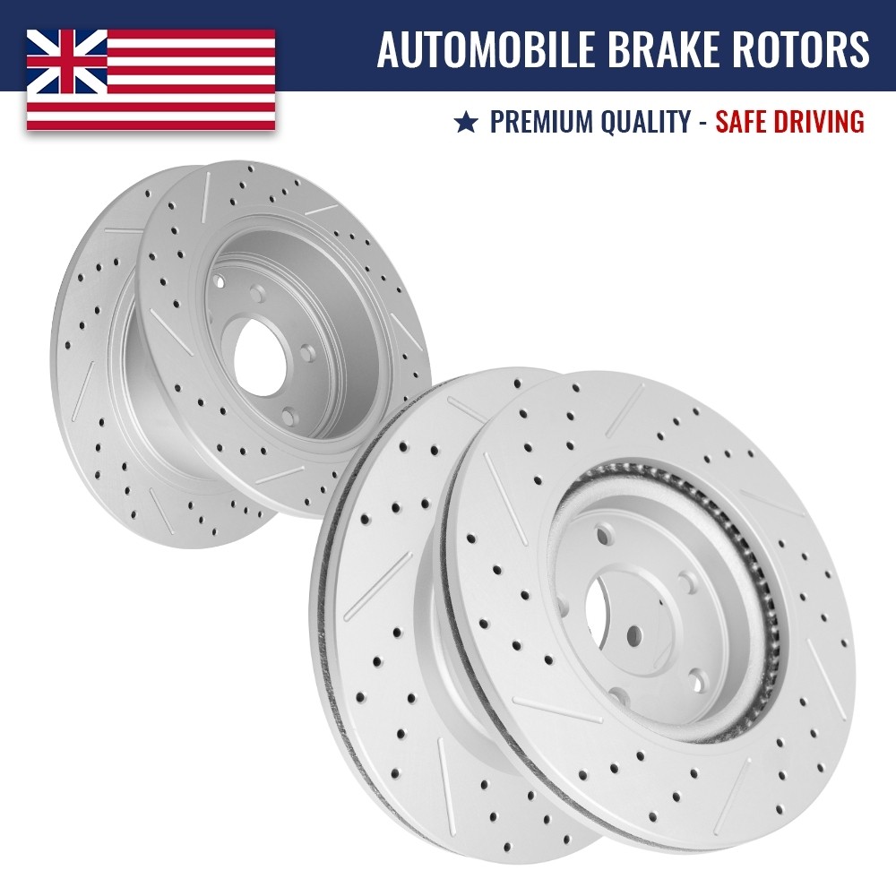 Front Rear Drilled Slotted Brake Rotors for 2007-2013 Nissan Altima 2.5L