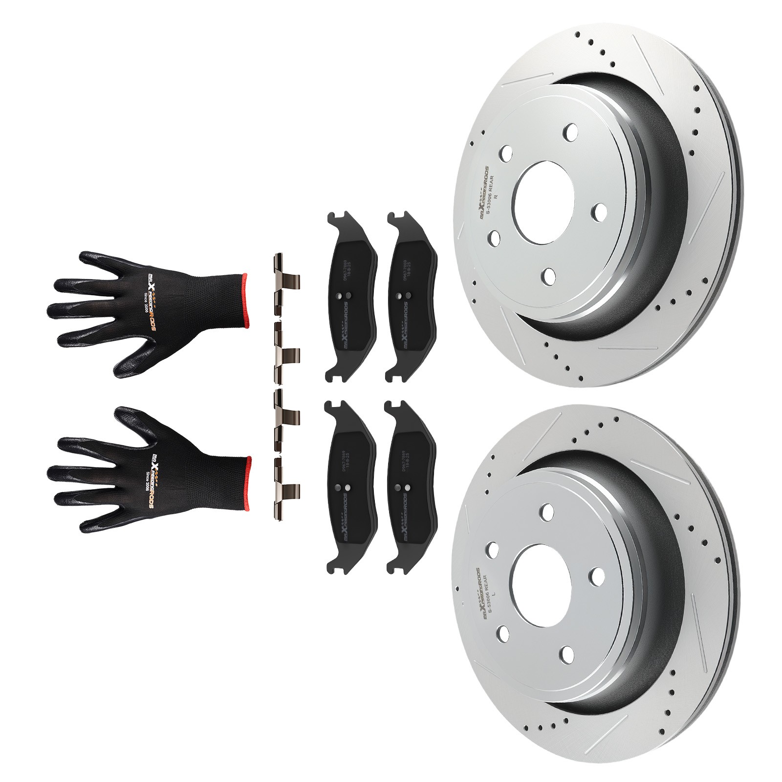 Rear Brake Rotors&Ceramic Brake Pads Kit For Chrysler Aspen 2007-2009 P-967