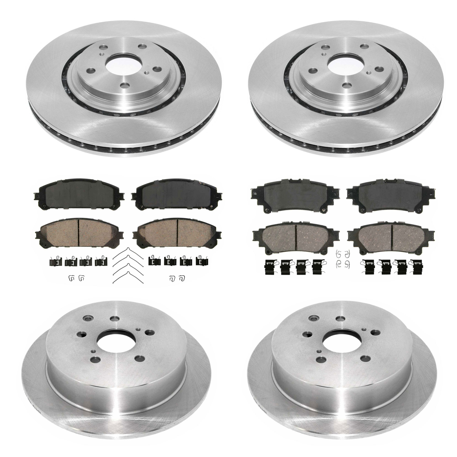Front Rear Brake Rotors Brake Pads Kit for Toyota Sienna Highlander RX350 RX450h
