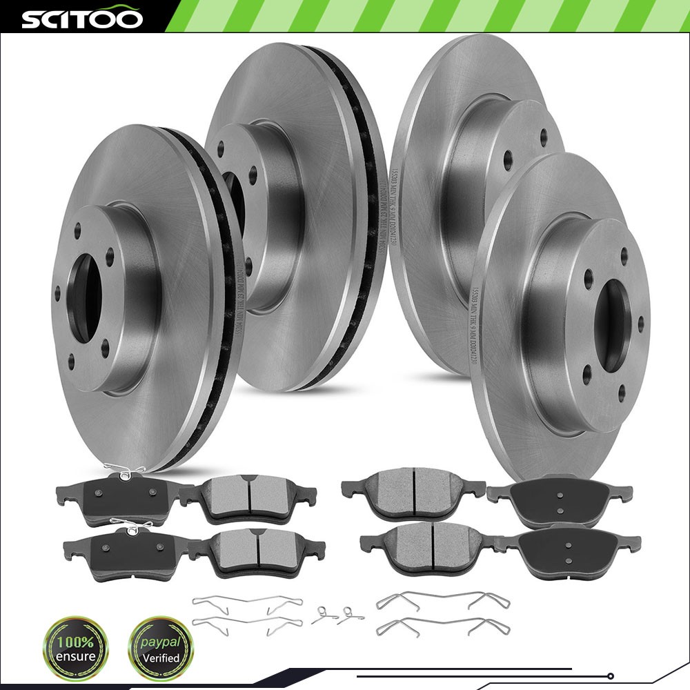Front & Rear Solid Rotors Ceramic Brake Pads Kit For 2005 2006-2013 Mazda 3