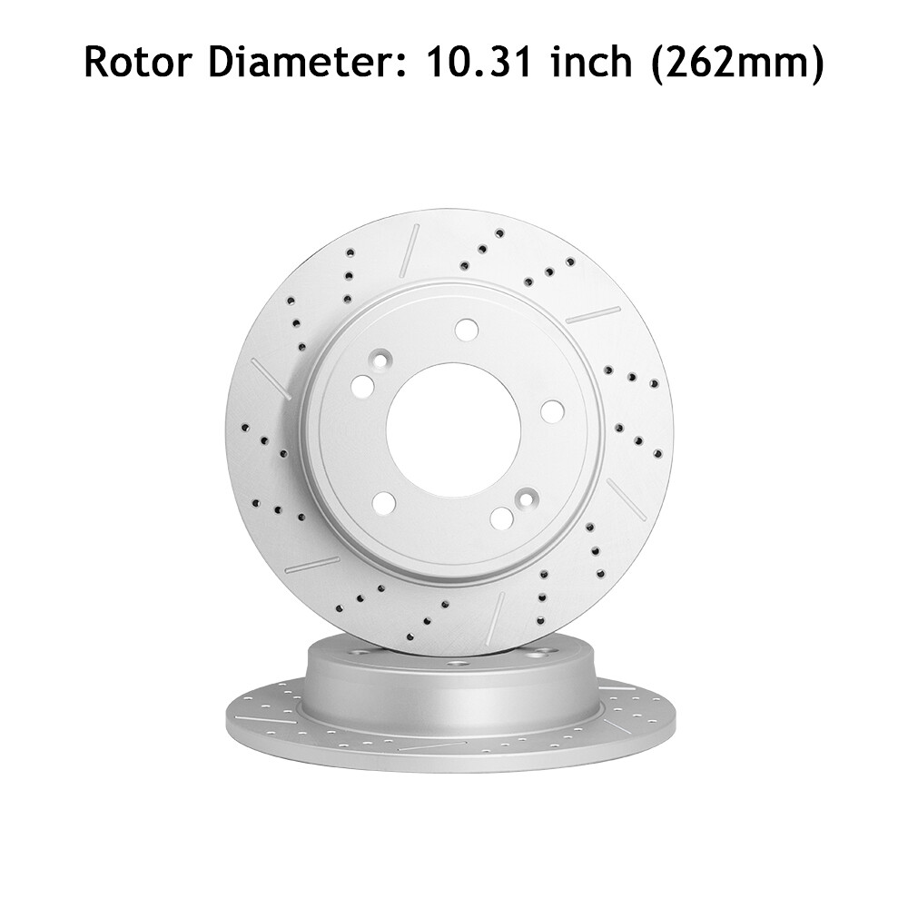 For 2014 – 2021 Kia Soul Front & Rear Drilled Brake Rotors + Ceramic Brake Pads