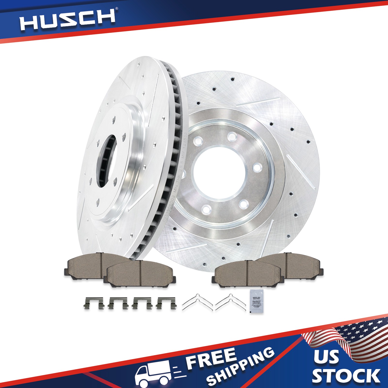 13.78 inch Front Drilled and Slotted Rotors Brake Pads for Nissan Armada Titan