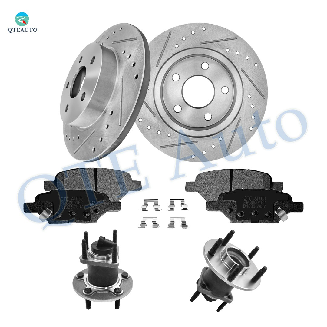 8 Rear 270mm Drilled Brake Rotors-Brake Pad-Wheel Hub To 2008-2010 Chevrolet HHR