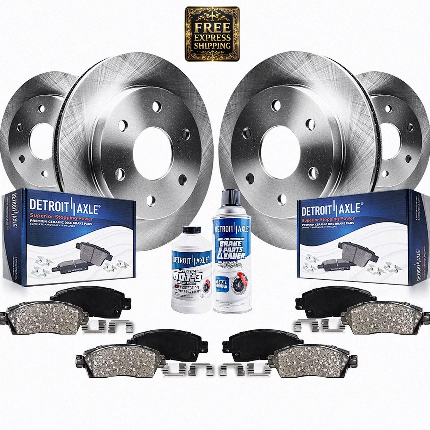 10pc Front Rear Rotors and Ceramic Brake Pads Kit for Ford Expedition Navigator