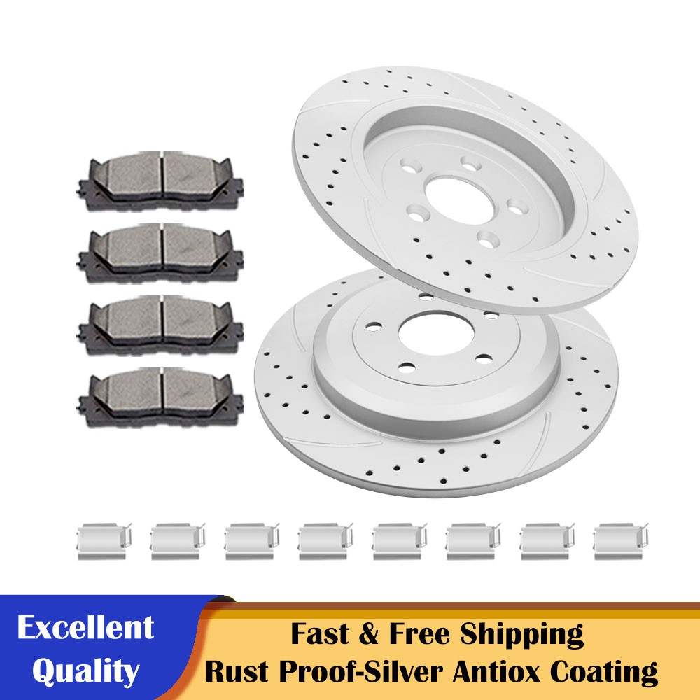 330mm Rear Drilled Rotors Discs Brake Pads Kit Fit for Ford Flex Taurus Explorer