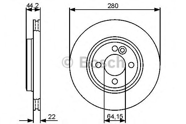 Bosch Brake Disc Front Diameter 280mm 64.1mm Vented 22mm 0986479437