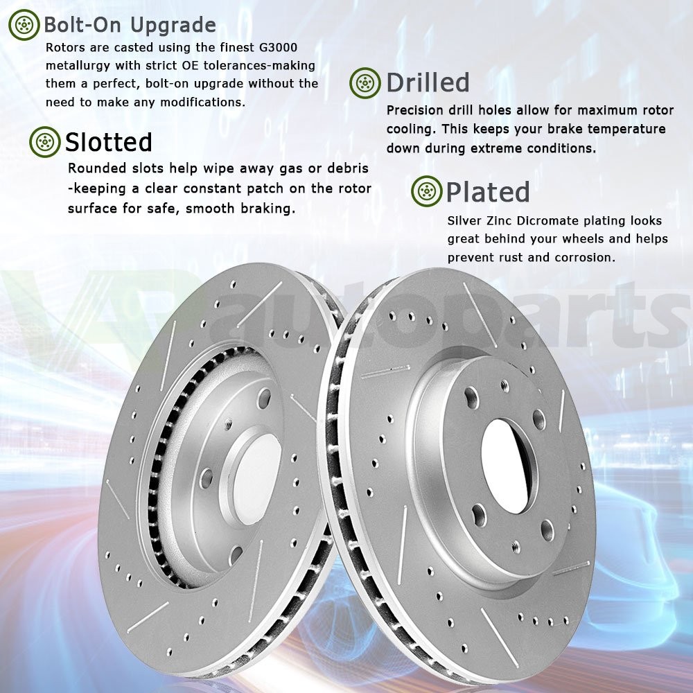 Drill Slot Front Brake Pads And Rotors For Fiat 500X Jeep Renegade 2016-2018