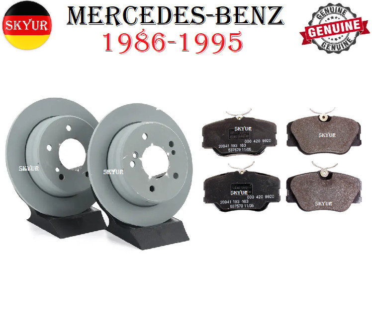 Front Disc Brake Rotors With Brake Pad Set For 1986-1995 Mercedes-Benz Vehicles