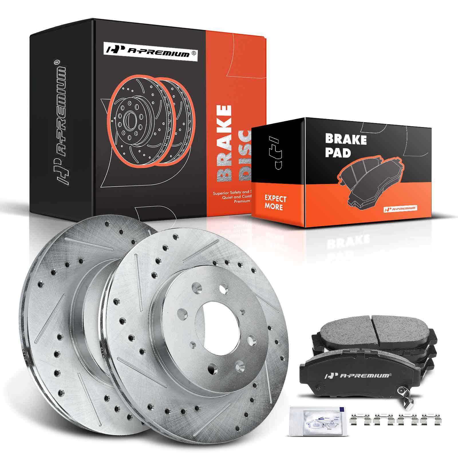 Drilled Rotors & Brake Pads Front for Acura Integra 1994-01 Honda Civic 1993-95