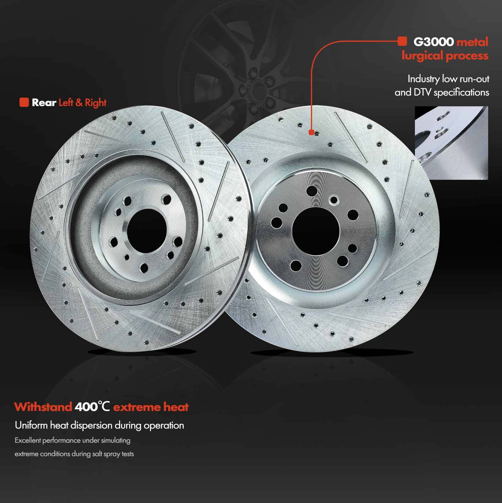 Front & Rear Drilled Brake Rotors & Ceramic Pads for Mercedes-Benz GL320 ML320