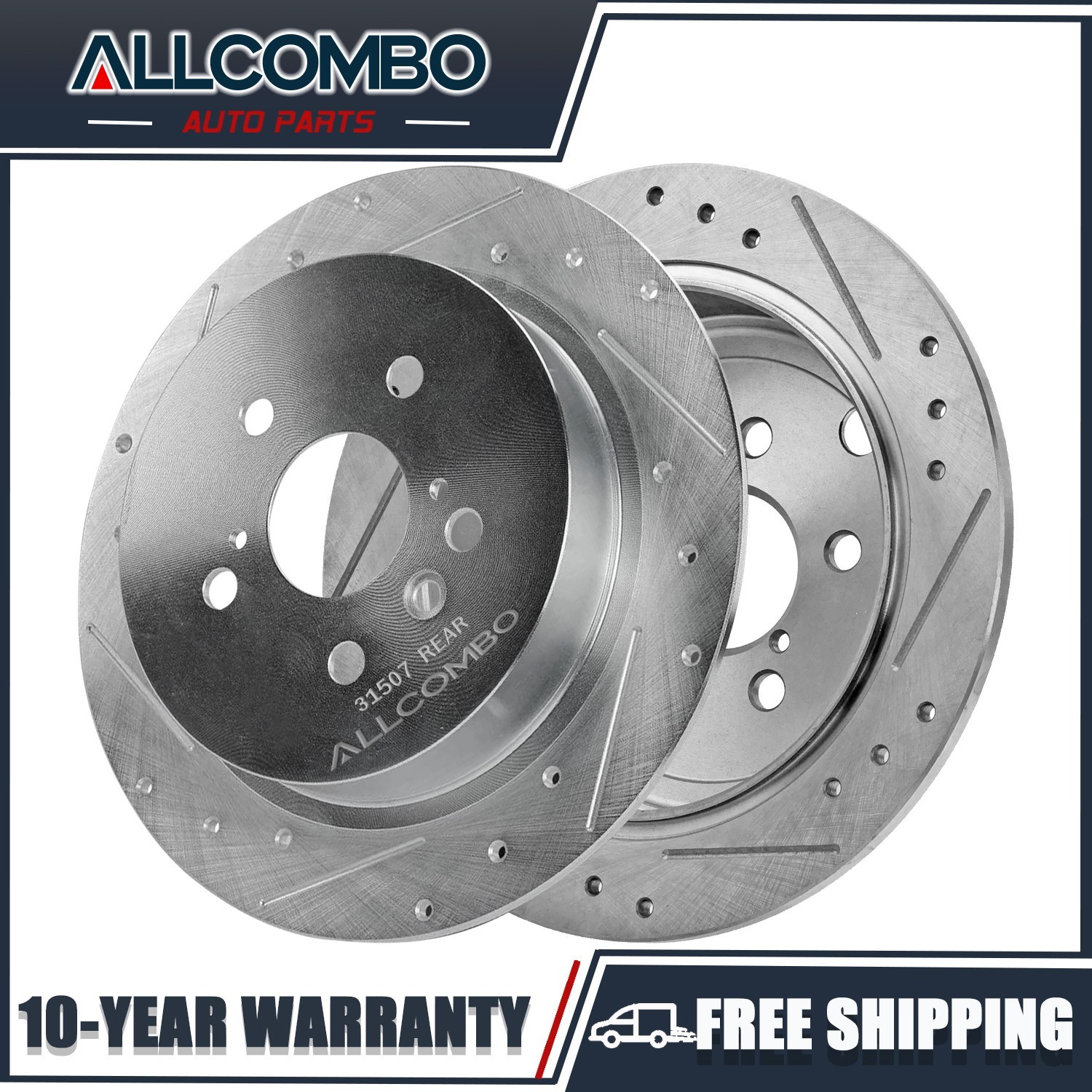 12.17 inch (309mm) Rear Drilled Brake Rotors for 2008 – 2013 Toyota Highlander