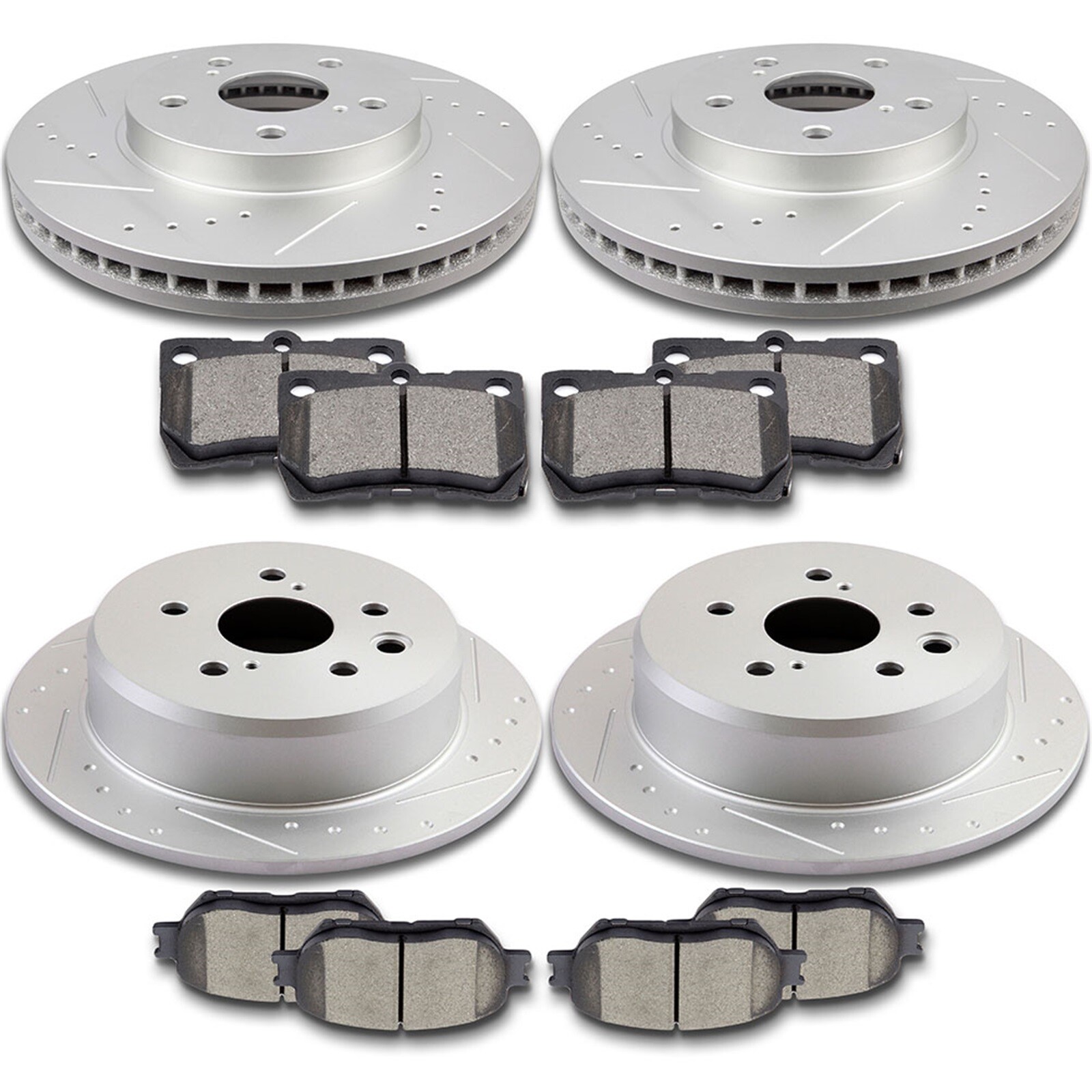 Front Rear Drilled Rotors Ceramic Brake Pads for 2006 2007 2008-2013 Lexus IS250