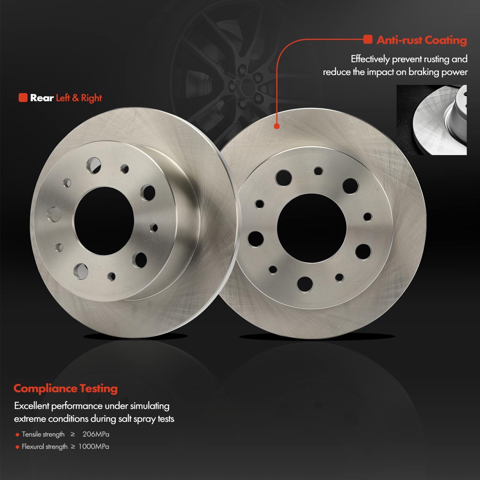 12Pcs Disc Brake Rotors & Ceramic Brake Pads for Ram ProMaster 1500 Front & Rear