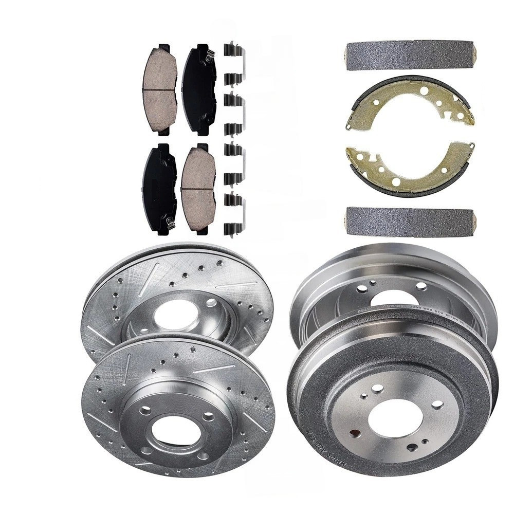 Slotted Brake Disc Ceramic Pads Disc Brake Rotors Set