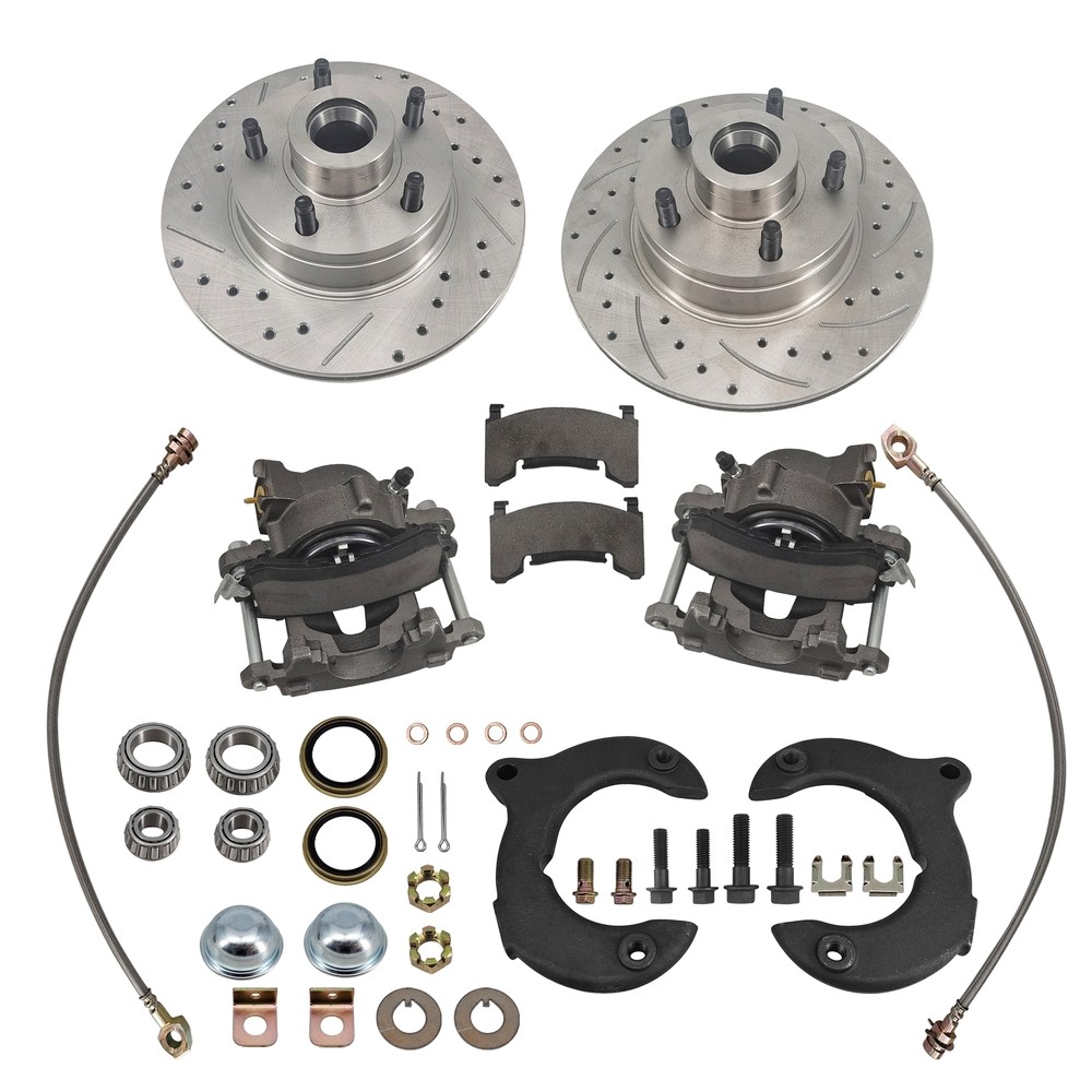 NewFront Disc Brake Kit 11 In 5 on 4-3/4 drilled & slotted Rotors for Mustang II