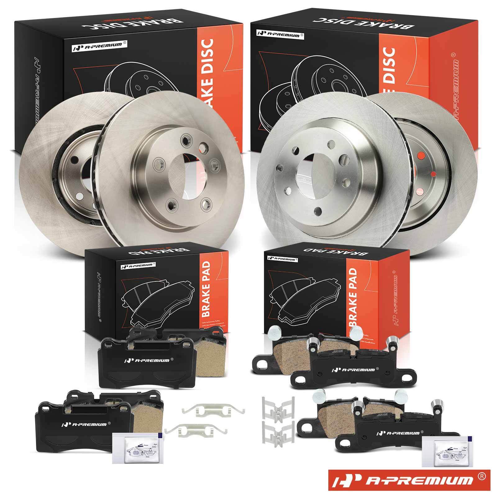 12x Front & Rear Disc Rotors & Brake Pads for Volkswagen Touareg 2011 2012-2017