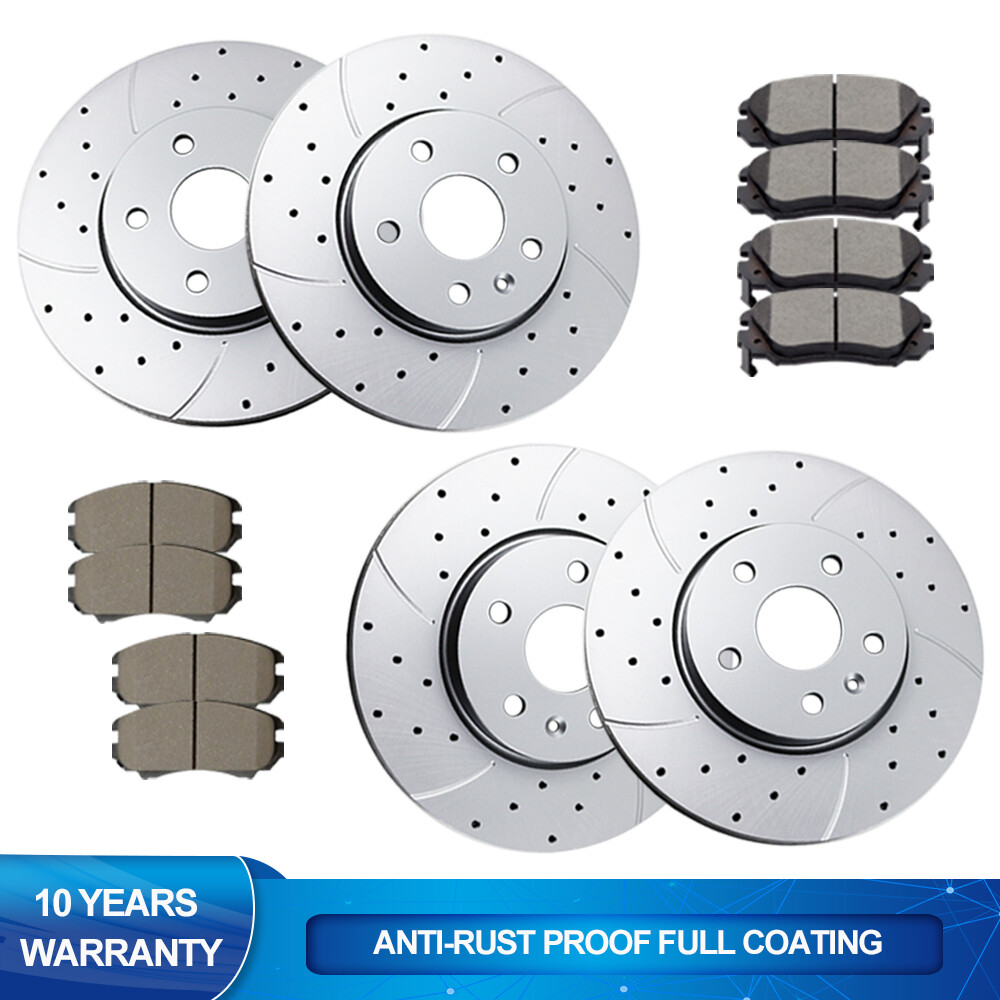 Front Rear Drilled Rotors Disc Brake Pads Brakes Kits for Chevy Equinox Terrain