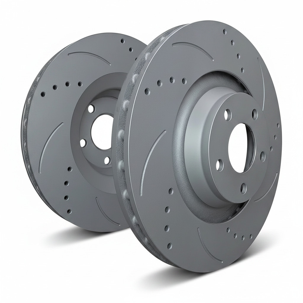 SP Performance F39-0224 Drilled/Slotted Grey Zinc Front Rotors 67-83 Porsche 911