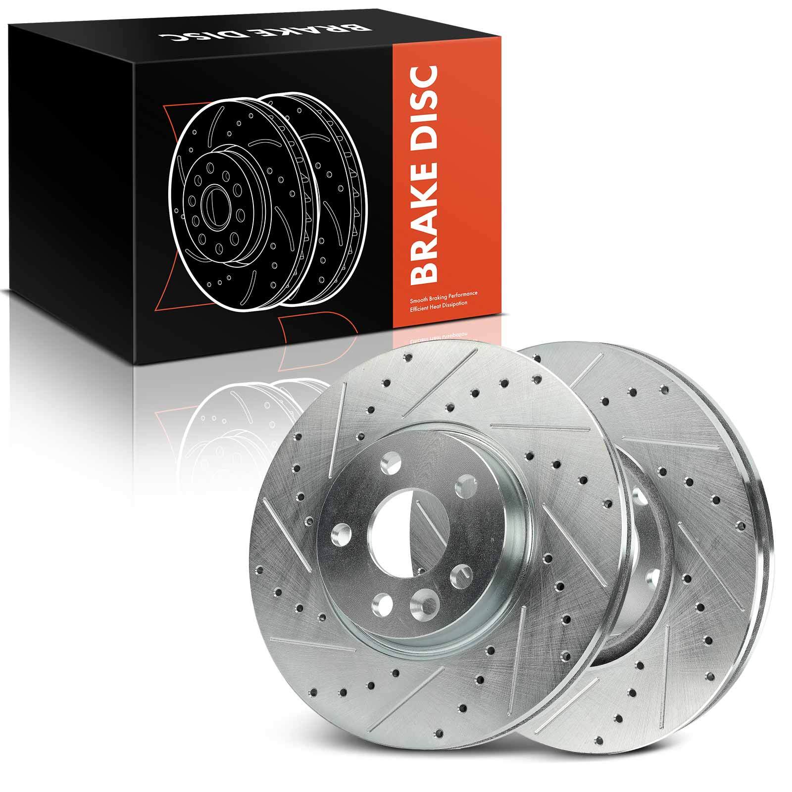 2x Drilled Brake Rotors for Land Rover S60 2011-2018 S80 V60 V70 Front LH & RH