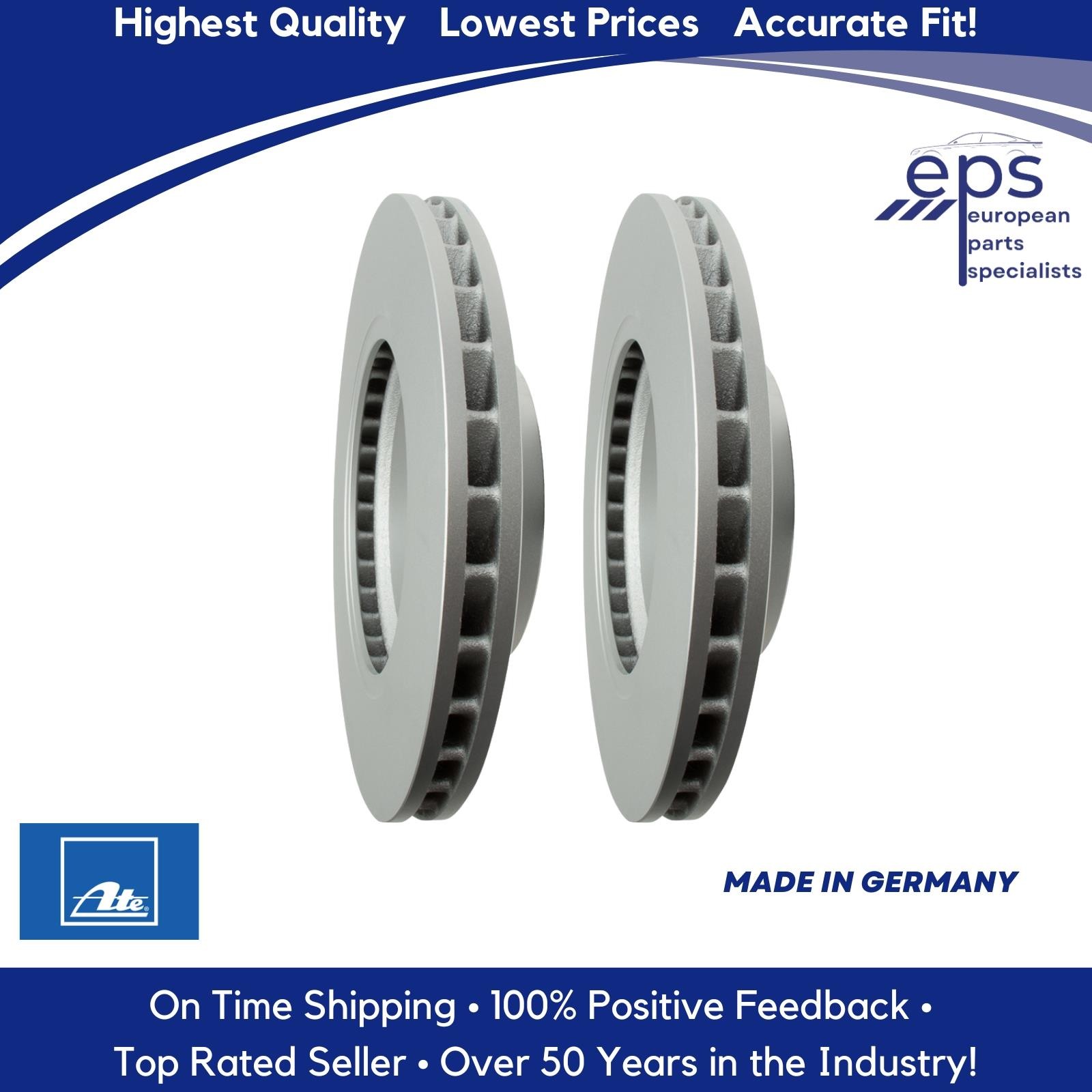 2003-09 E350 E500 Mercedes Front Brake Disc Vented Rotors Ate Made in Germany