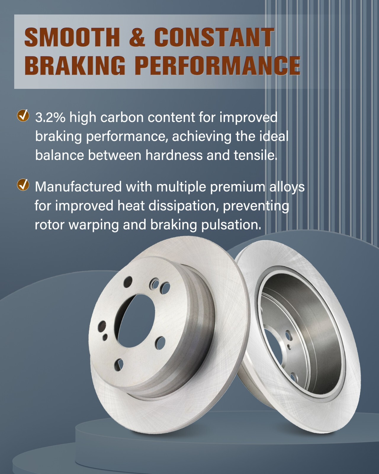 Solid Rear Brake Rotors for Ford Edge Explorer Lincoln MKS MKT Mercury Montego