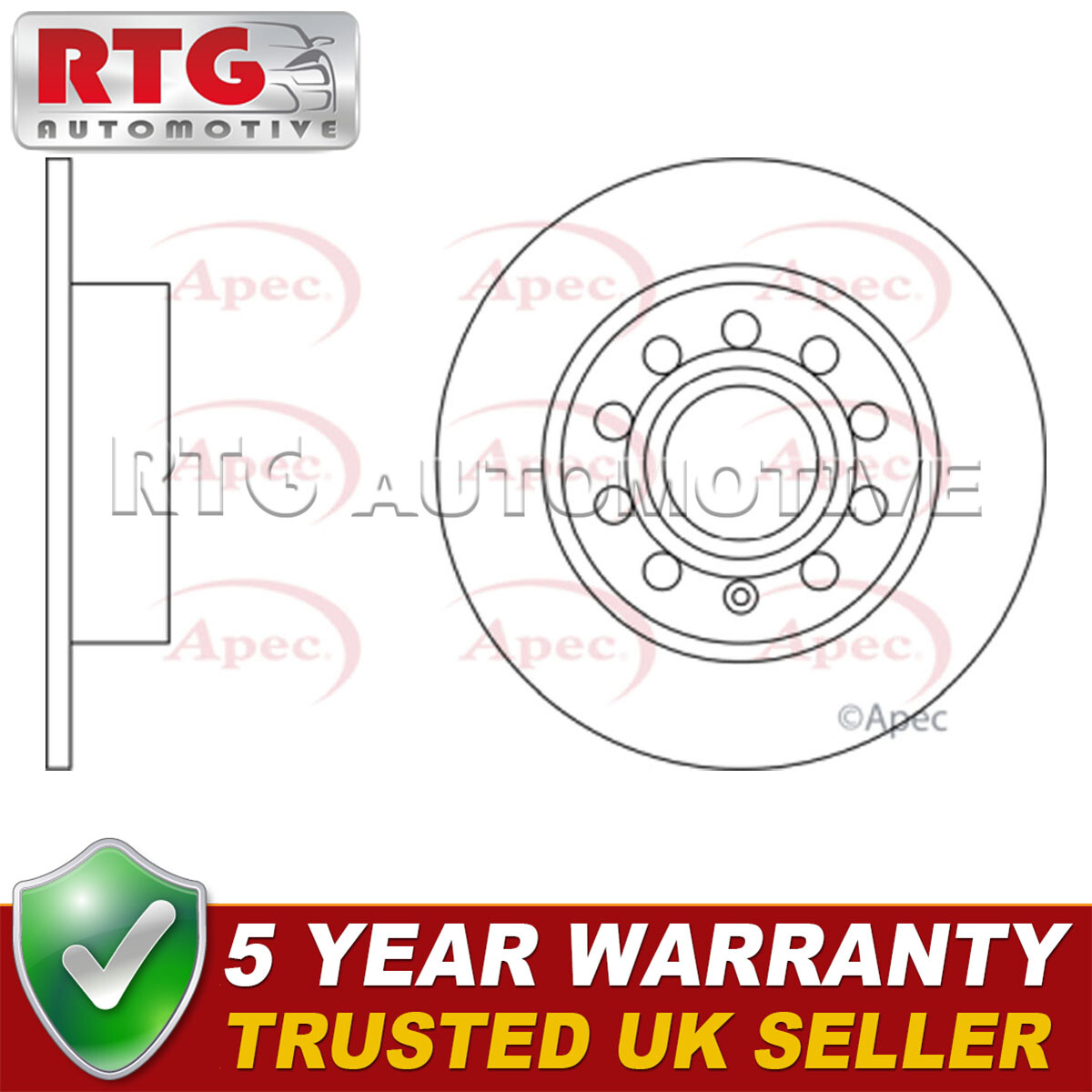 Rear 1x Brake Disc Fits VW Golf Caddy Scirocco Skoda Octavia Seat Leon Audi A3