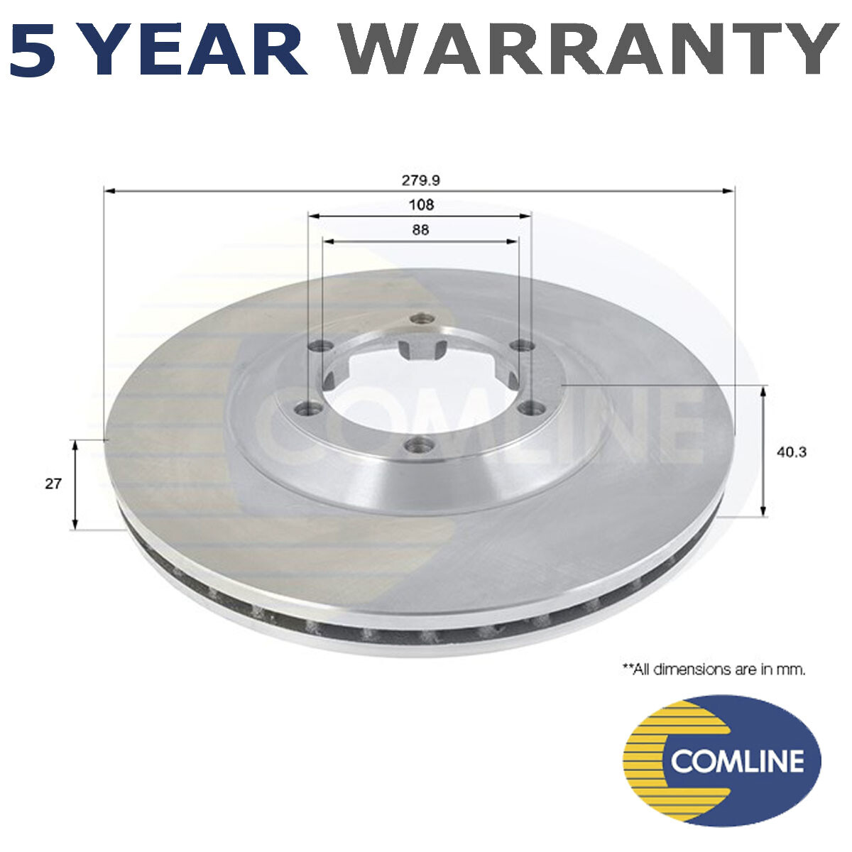 Comline Front Brake Disc Fits Isuzu D-Max Rodeo 1.9 D 2.5 CRDi 3.0 #1