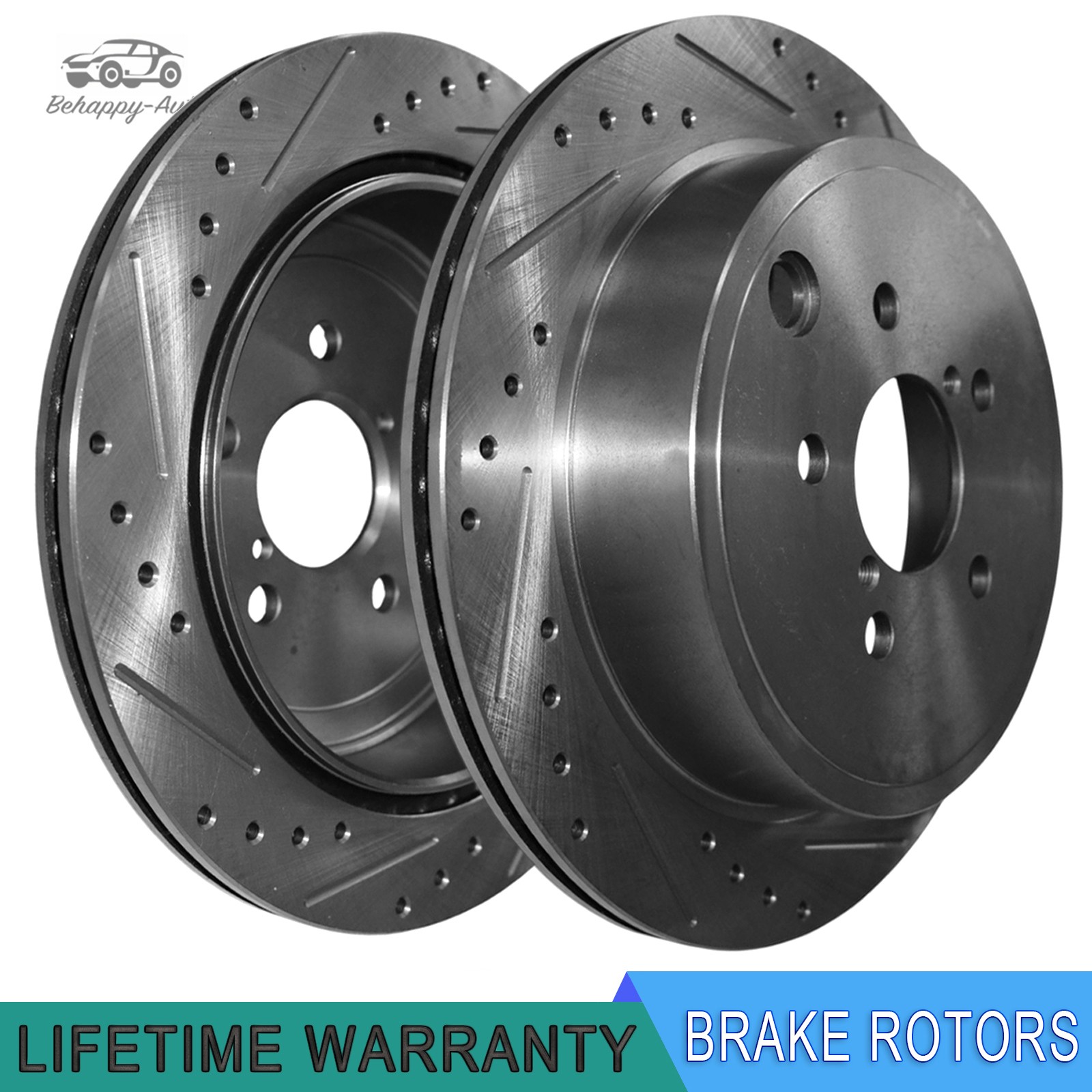 259mm Rear Drilled & Slotted Disc Brake Rotors for Mini Cooper 2014-2019 1.5L