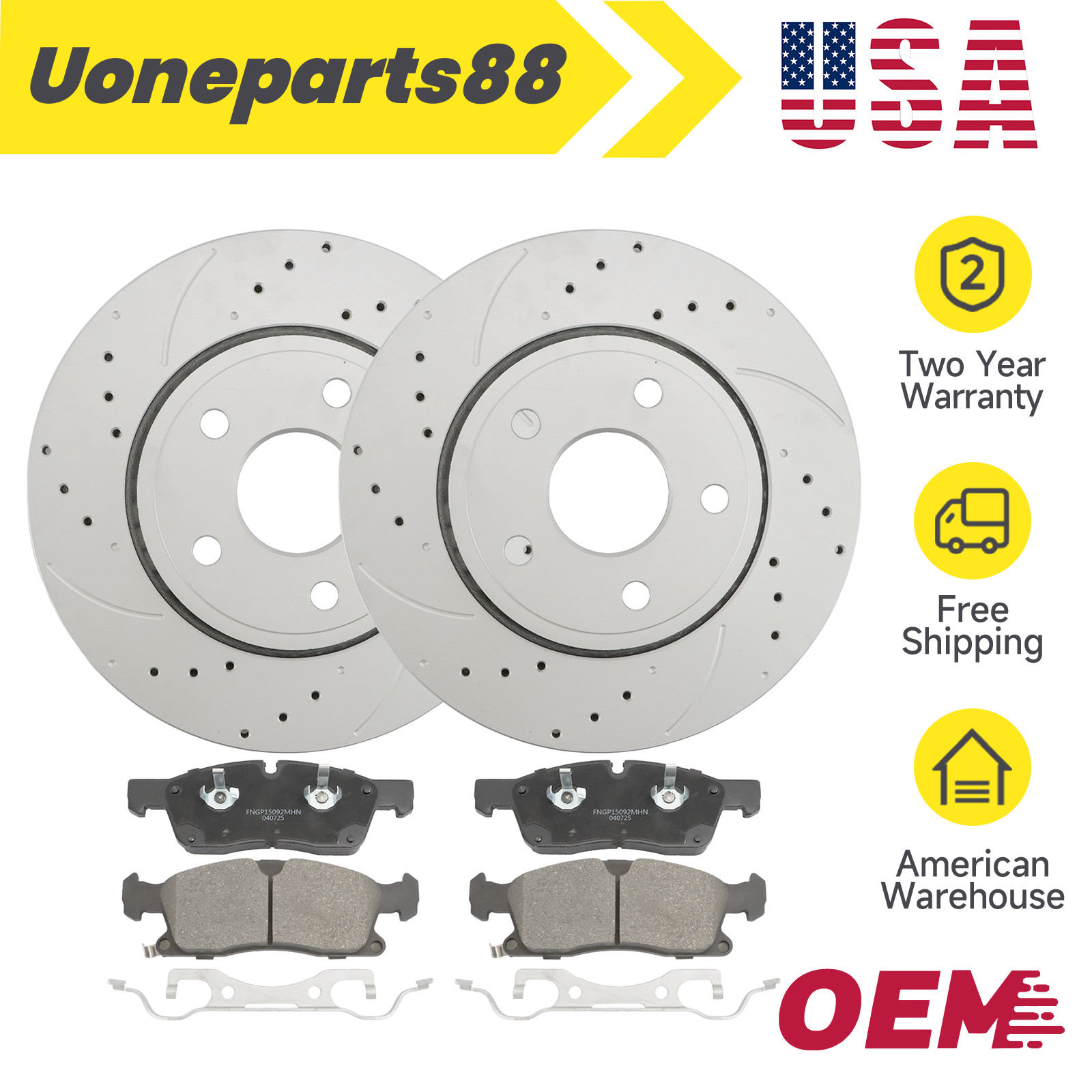 Front Drilled Rotors Brake Pads for 2011-2020 Jeep Grand Cherokee Dodge Durango