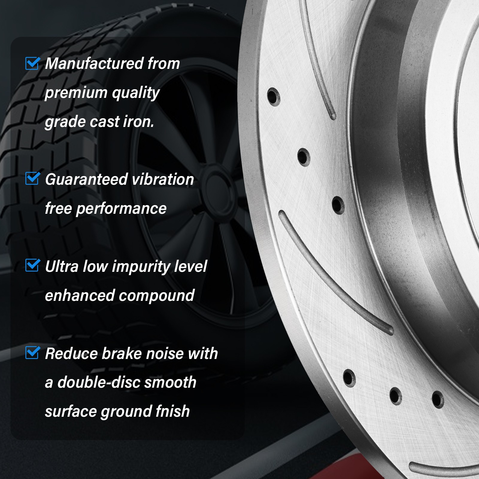 Rear Drilled Brake Rotors for 2011-2020 Jeep Grand Cherokee 53061