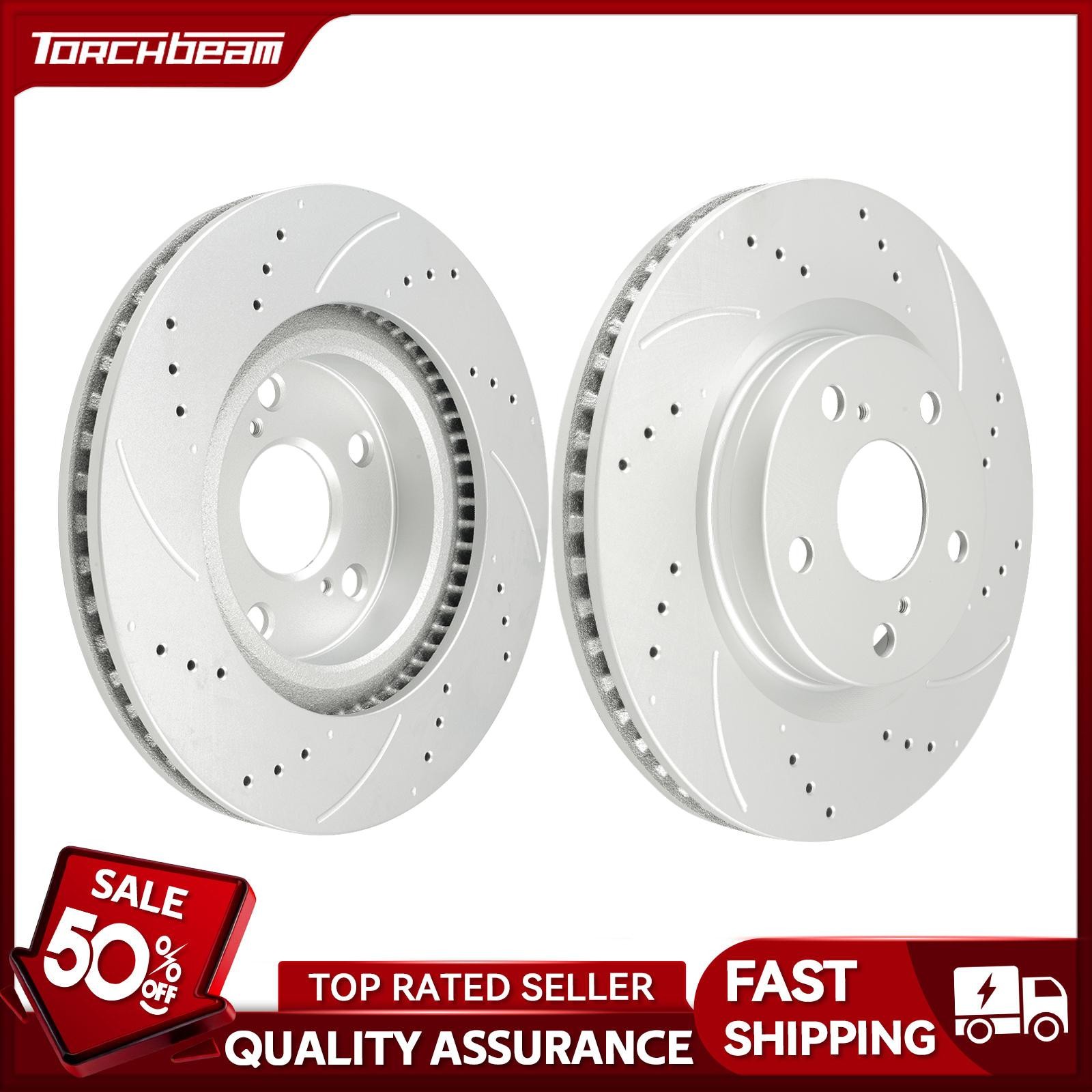 For 2007-2017 Toyota Camry 2007-2018 Lexus ES350 Front Drilled & Slotted Rotors