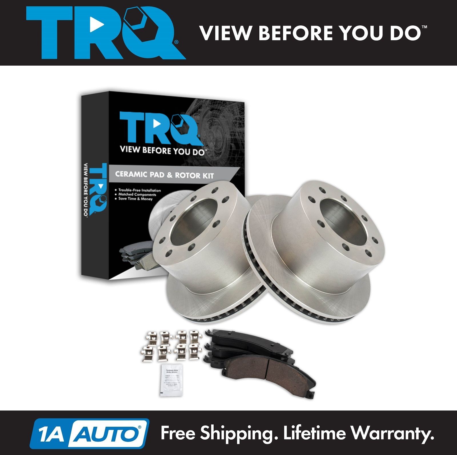 TRQ Rear Brake Pad & Rotor Kit Fits 2009 Chevrolet Express 3500 GMC Savana 3500